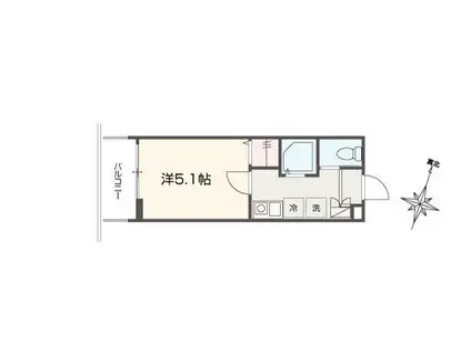 MELLAS武蔵浦和(1K/1階)の間取り写真