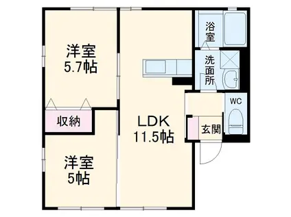 SUNNY BELL B(2LDK/2階)の間取り写真