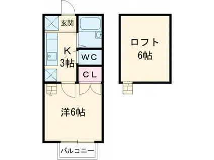リベルタベル24(1K/2階)の間取り写真