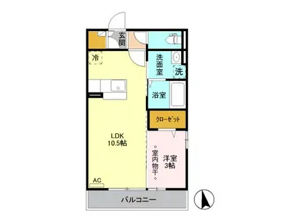 ライデンハイツⅡ(1LDK/2階)の間取り写真