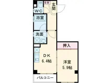 リバージュ清水(1DK/4階)の間取り写真