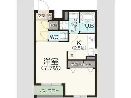 グリーンベルⅡ(ワンルーム/2階)の間取り写真
