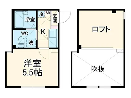 アザーレ・パッシオ久地Ⅰ(1K/2階)の間取り写真