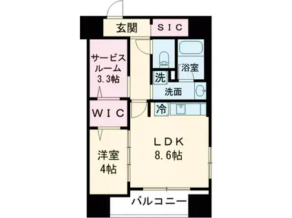 デュオフラッツ池尻大橋ノリス(1LDK/4階)の間取り写真