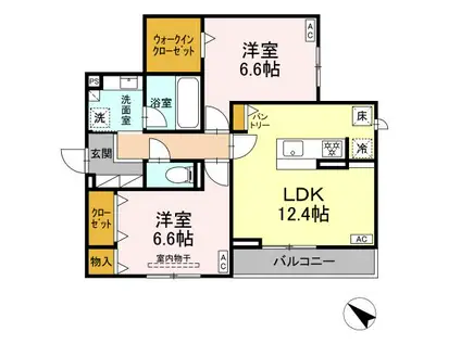 WILLⅢ(2LDK/1階)の間取り写真