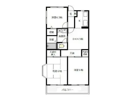 第3グリーンハイツ(3DK/1階)の間取り写真