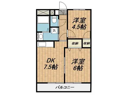 サウスピアリバージュ(2DK/2階)の間取り写真