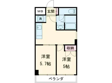 レジティ八王子(2DK/6階)の間取り写真