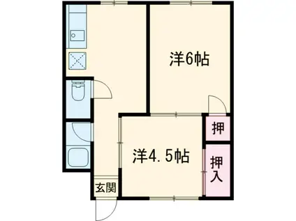 黒部ビル(2K/2階)の間取り写真