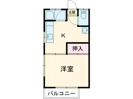 銀河ハイツ2B(1DK/2階)の間取り写真