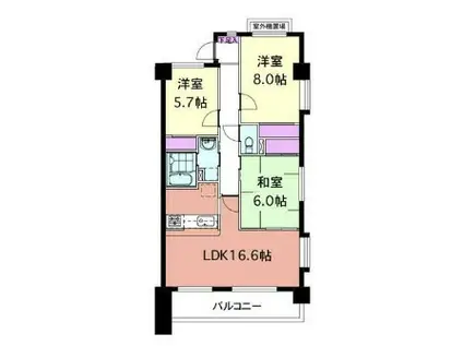 ミウパラスト(3LDK/3階)の間取り写真