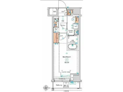 GENOVIA南千住Ⅷ(1K/7階)の間取り写真