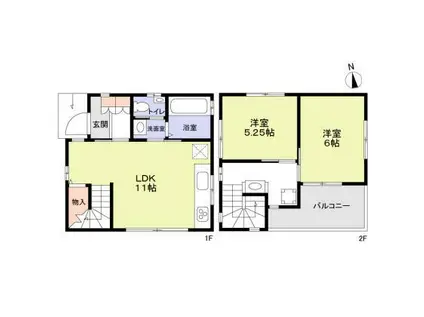 京王電鉄相模原線 京王多摩川駅 徒歩11分 2階建 築9年(2LDK)の間取り写真