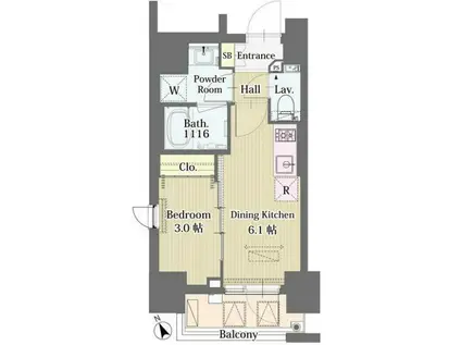 イプセ四谷(1DK/5階)の間取り写真