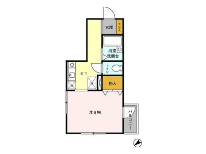 エクレール橋本(1K/2階)の間取り写真