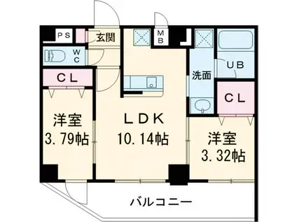 ミランダエレガンスⅡ(1K/1階)の間取り写真