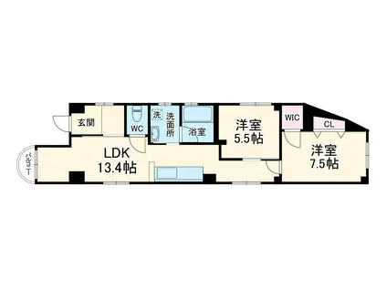 クサン大宮(2LDK/2階)の間取り写真