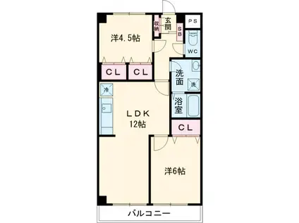 SWEET HILLS瑞江(2LDK/4階)の間取り写真