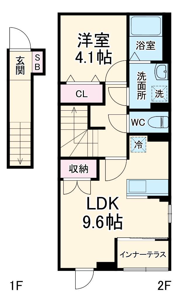 YS・LIEN(1LDK/2階)の間取り写真