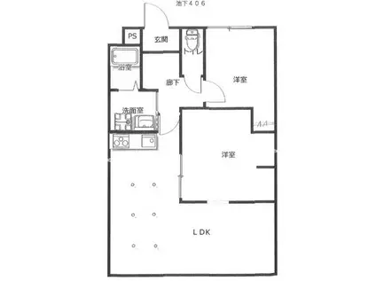 ピボットマンション池下(2LDK/4階)の間取り写真