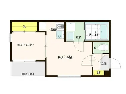 ハーモニーテラス大宮Ⅲ(1DK/3階)の間取り写真