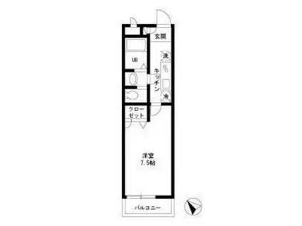 ディアコート日野台(1K/1階)の間取り写真