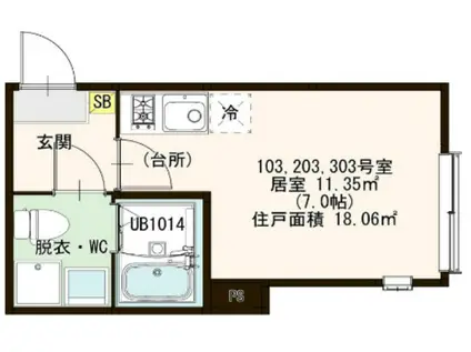 ハーモニーテラス北小岩ⅩⅦ(ワンルーム/1階)の間取り写真