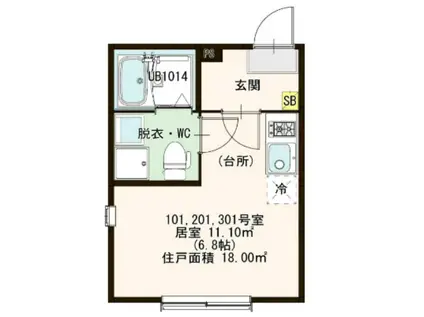 ハーモニーテラス北小岩ⅩⅦ(ワンルーム/1階)の間取り写真