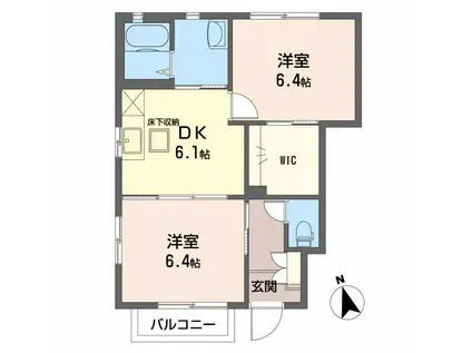 ストロベリーフィールズC(2DK/1階)の間取り写真