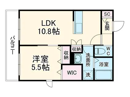 GRAND MAISON CHOU CHOU(1LDK/2階)の間取り写真