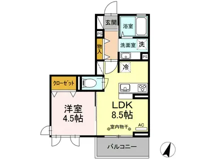 グランデアルベロ(1LDK/2階)の間取り写真