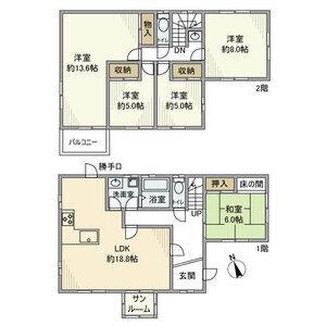 三岐鉄道三岐線 暁学園前駅 徒歩15分 2階建 築27年(5LDK)の間取り写真