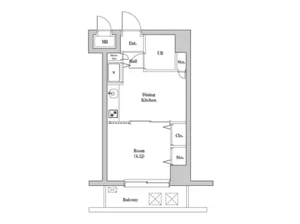 コムーネ八王子・片倉(1DK/3階)の間取り写真