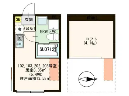 ハーモニーテラス北小岩Ⅹ(ワンルーム/1階)の間取り写真