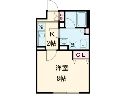 BARK LENE KAMINOGE(1K/4階)の間取り写真