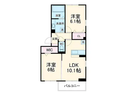 ヒルズ石和 A棟(2LDK/1階)の間取り写真