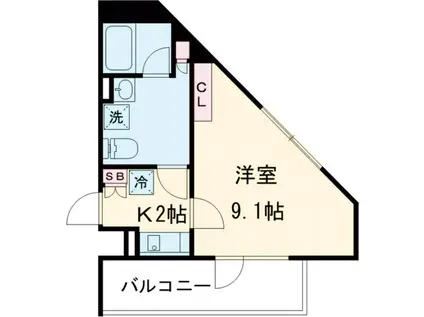 BARK LENE KAMINOGE(1K/4階)の間取り写真