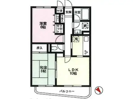 ト—ユーハイツ東川口(2LDK/2階)の間取り写真
