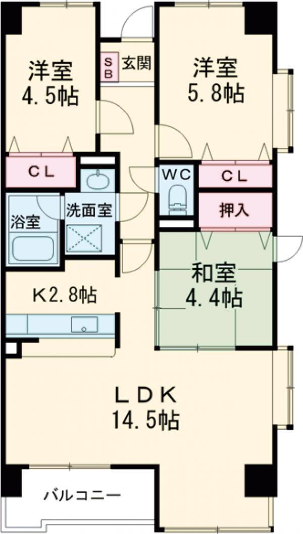 シャトレM(3LDK/1階)の間取り写真