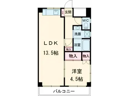 CASA小野寺(1LDK/4階)の間取り写真