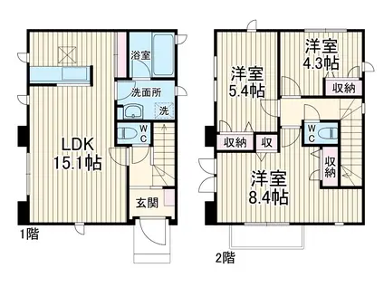 京成電鉄松戸線 松戸新田駅 徒歩17分 2階建 築1年(3LDK)の間取り写真