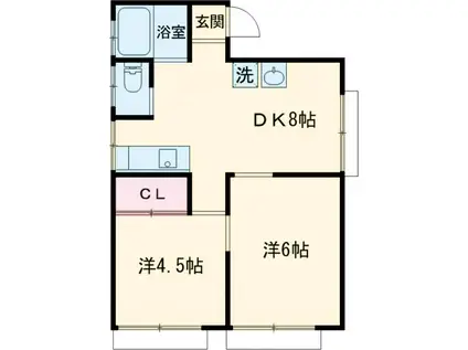 柿の木坂ホームズ(2DK/2階)の間取り写真