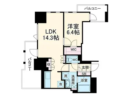 プラウドタワー名駅(1LDK/5階)の間取り写真