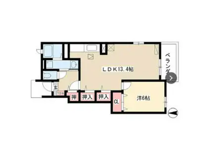 サンノアMO(1LDK/1階)の間取り写真