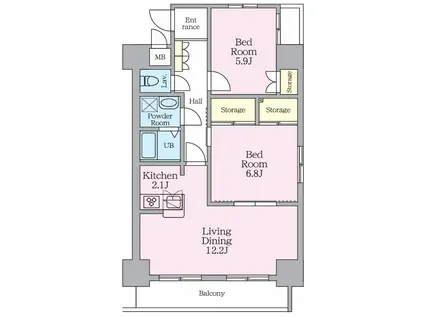 ライブ・トピア八王子(2LDK/4階)の間取り写真