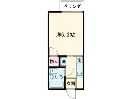 グリーンハウスアカオ(1K/2階)の間取り写真