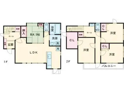 両毛線 国定駅 徒歩38分 2階建 築14年(4LDK)の間取り写真