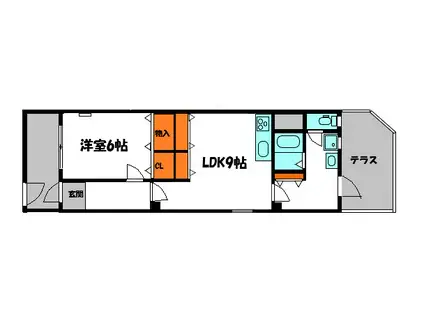 福島マンション2(1LDK/1階)の間取り写真