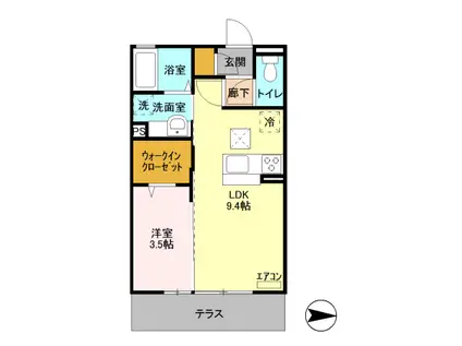 フロンティアS(1LDK/1階)の間取り写真