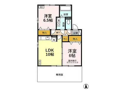 アルシオーネA(2LDK/1階)の間取り写真